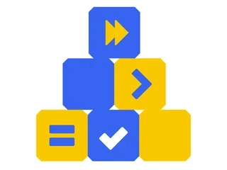 Teach First brand shape cubes stacked like toy building blocks