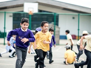 primary pupils in the playground