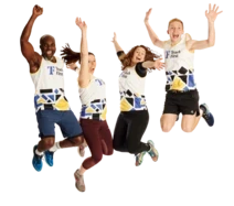 Teach First fundraisers jumping in the air